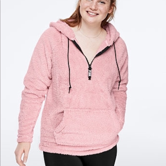 PINK Victoria's Secret Tops - 🆕 PINK Sherpa 1/2 zip - XS
